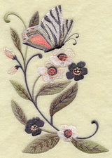 Zebra Butterfly and Flowers