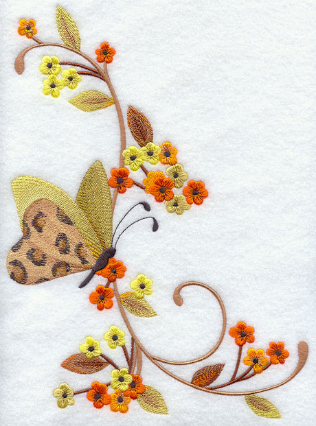 Leopard Butterfly and Flowers