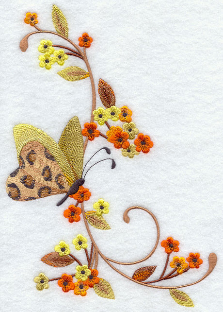 Leopard Butterfly and Flowers