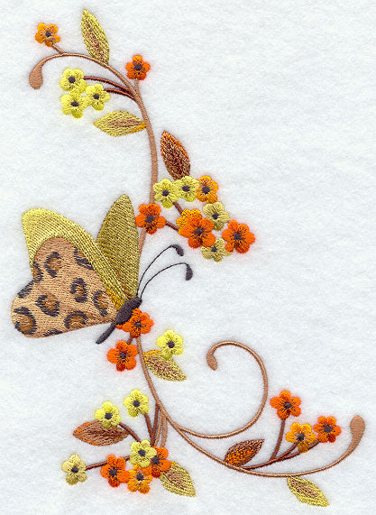 Leopard Butterfly and Flowers