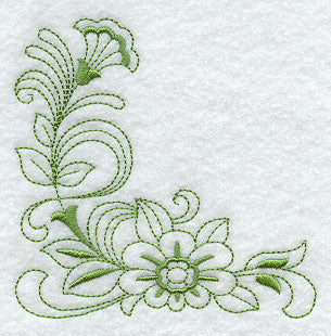 Spring Flower Corner (Redwork)