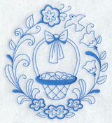 Easter Basket Circle (Redwork)