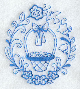 Easter Basket Circle (Redwork)