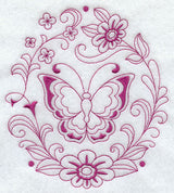 Spring Butterfly Circle (Redwork)