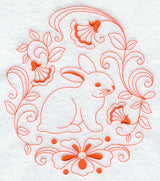 Bunny in Flowers Circle (Redwork)