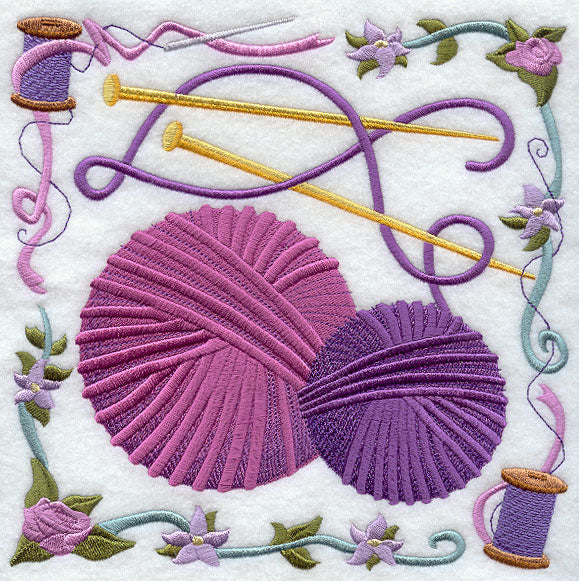 Knitting Needle and Yarn Collage