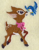 Frolicking Deer and Bluebird