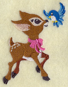 Frolicking Deer and Bluebird