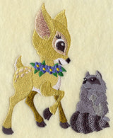 Frolicking Deer and Raccoon