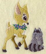 Frolicking Deer and Raccoon