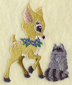 Frolicking Deer and Raccoon