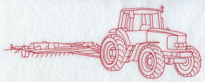 Tractor and Plow (Redwork)