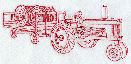 Tractor and Hay Wagon (Redwork)