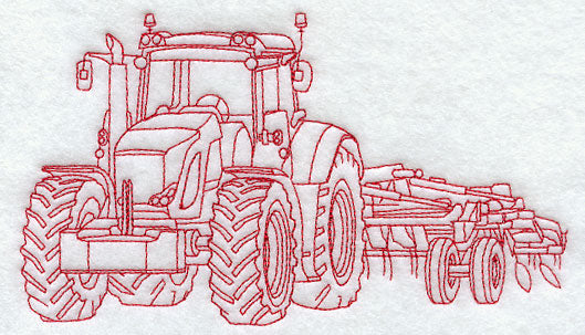 Tractor with Cultivator (Redwork)