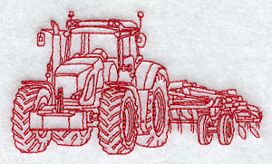 Tractor with Cultivator (Redwork)