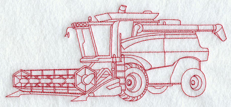 Tractor with Combine (Redwork)