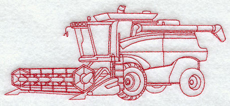 Tractor with Combine (Redwork)