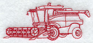 Tractor with Combine (Redwork)