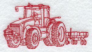 Tractor with Planter (Redwork)