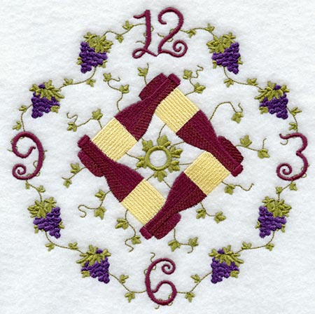 Wine & Grape Leaf Clock