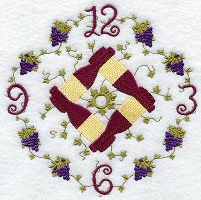 Wine & Grape Leaf Clock