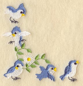 Summer Bluebirds & Flowers Corner