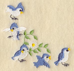 Summer Bluebirds & Flowers Corner - Curved