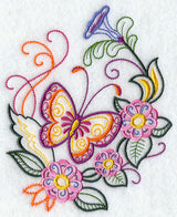 Bright Butterfly and Flowers
