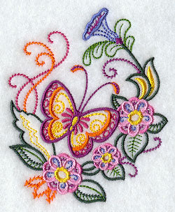 Bright Butterfly and Flowers