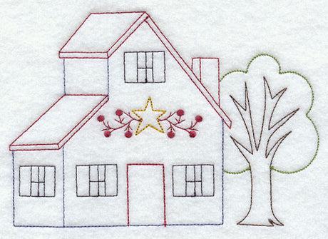 Country Style Saltbox House (Redwork)