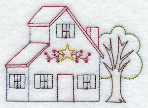 Country Style Saltbox House (Redwork)