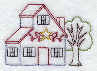 Country Style Saltbox House (Redwork)