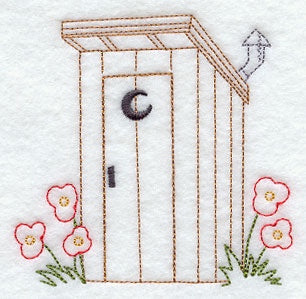 Outhouse and Poppies (Redwork)