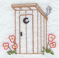 Outhouse and Poppies (Redwork)