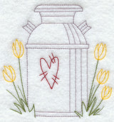 Milk Can and Tulips (Redwork)