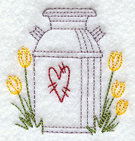 Milk Can and Tulips (Redwork)