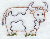 Bull in Field (Redwork)