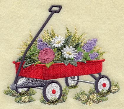 Little Red Wagon with Flowers