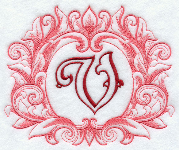 Grand Flourish Capital Letter V - 6 1/2 Inch