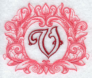 Grand Flourish Capital Letter V - 6 1/2 Inch