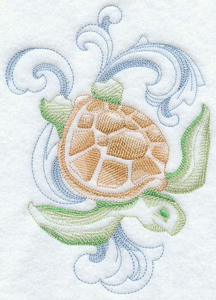 Sea Turtle with Baroque Background