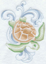 Sea Turtle with Baroque Background