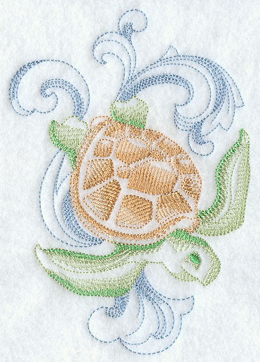 Sea Turtle with Baroque Background
