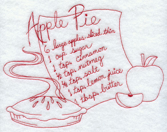 Apple Pie Recipe (Redwork)