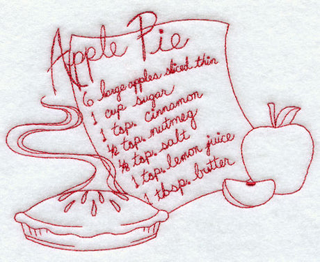 Apple Pie Recipe (Redwork)