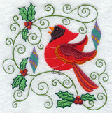Christmas Cardinal & Holly