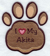 I Love My Akita Pawprint