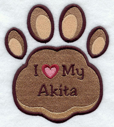 I Love My Akita Pawprint