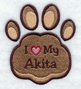 I Love My Akita Pawprint