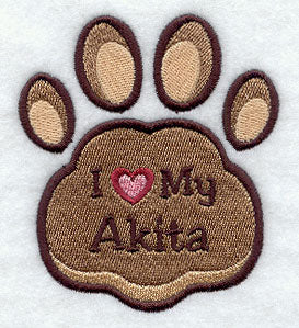 I Love My Akita Pawprint